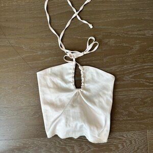 Cream Satin Halter Neck Top